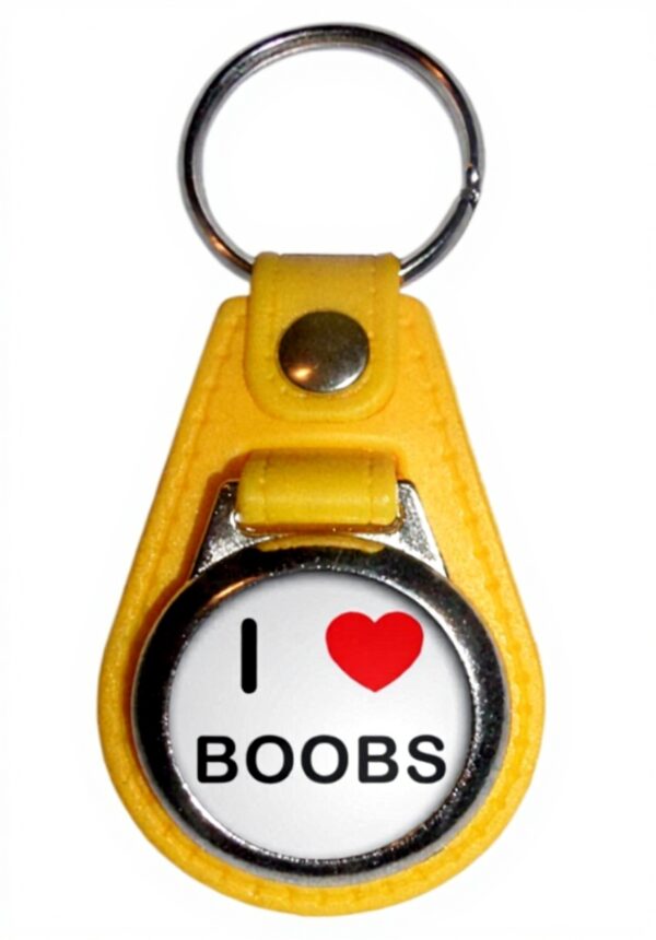 Porte-clés médaillon plastique BadgeBeast I Love Boobs