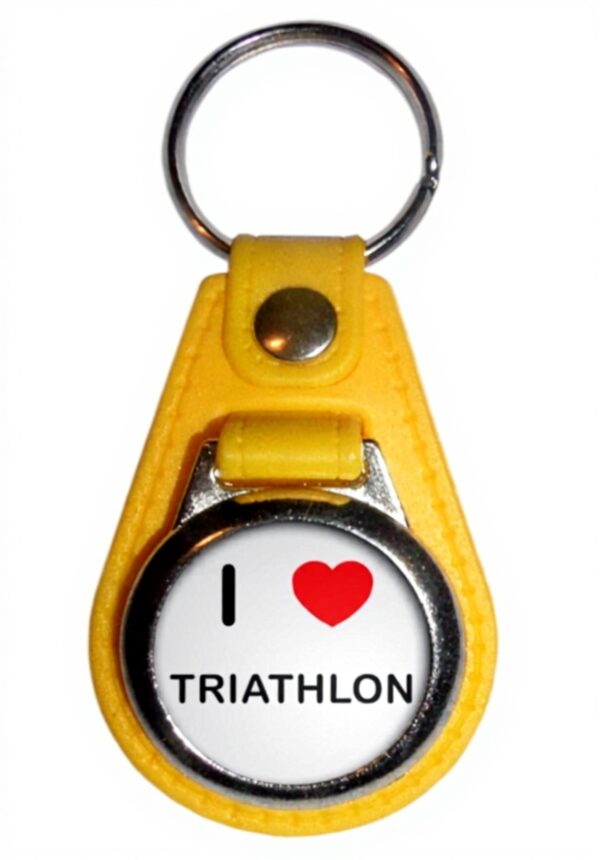 Porte-clés médaillon plastique I Love Triathlon BadgeBeast