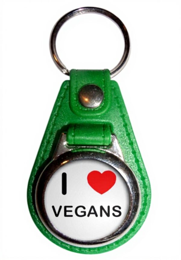 Porte-clés médaillon plastique I Love Vegans couleurs homme